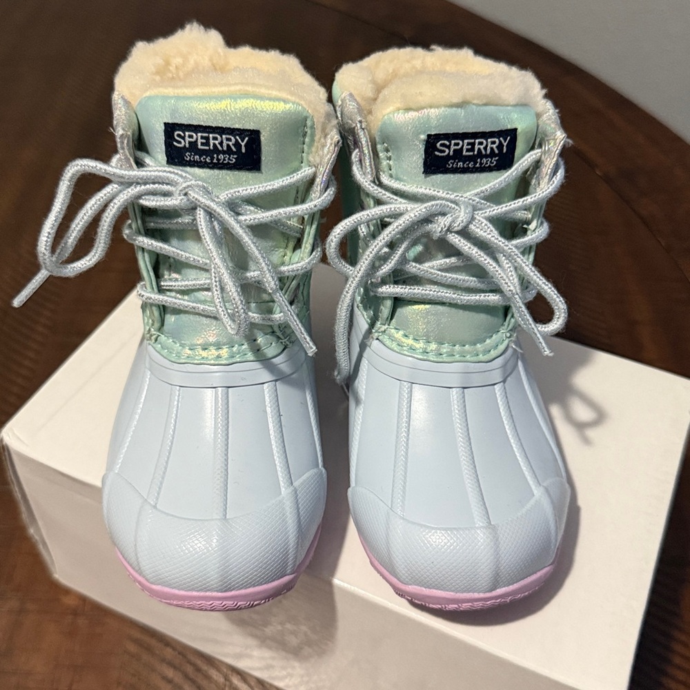 Sperry Kids' Light Blue and Pastel Green Boots